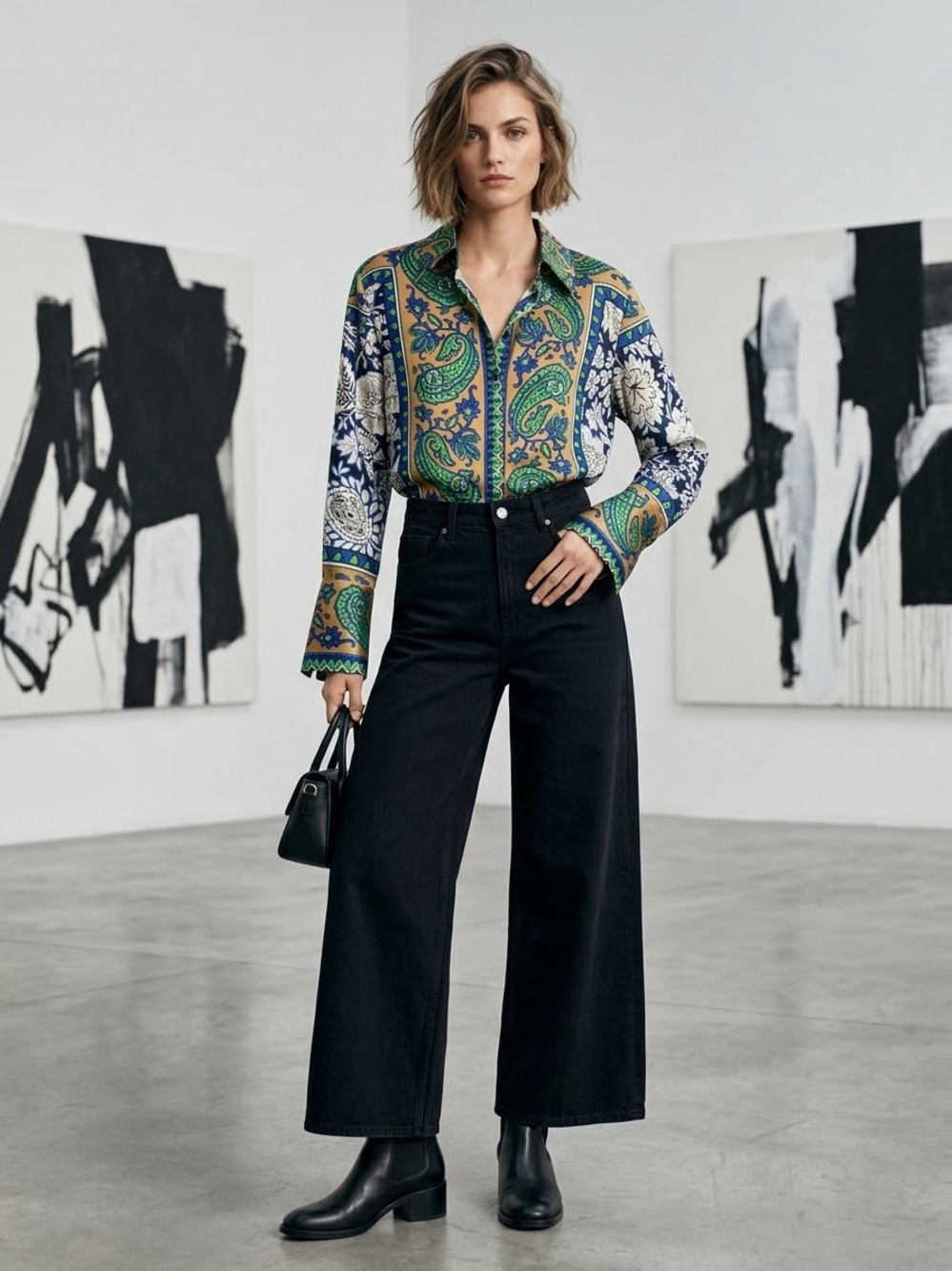 Zara Multicolor Paisley & Floral Button-Down Shirt